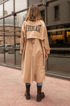 Sırt Baskı Oversize Trençkot - BEJ