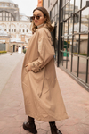 Sırt Baskı Oversize Trençkot - BEJ