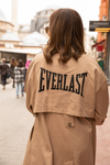 Sırt Baskı Oversize Trençkot - BEJ