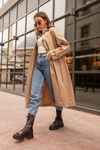 Sırt Baskı Oversize Trençkot - BEJ