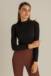 Sırt Dekolteli Crop Bluz - SİYAH