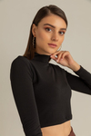 Sırt Dekolteli Crop Bluz - SİYAH