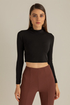Sırt Dekolteli Crop Bluz - SİYAH