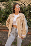Sırt Denim Garnili Ceket - BEJ