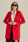 Siyah Düğmeli Uzun Blazer - KIRMIZI