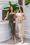 Straplez Payetli Kalem Abiye - HAKİ