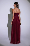 Strapless Pleated Gown - Burgundy