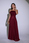 Strapless Pleated Gown - Burgundy