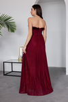 Straplez Piliseli Abiye - BORDO