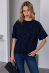 Taş Baskılı T-Shirt - LACİVERT