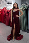 Taş Detaylı Tasarım Abiye - BORDO