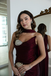 Taş Detaylı Tasarım Abiye - BORDO