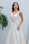 Taş Kuşaklı Uzun Abiye - EKRU