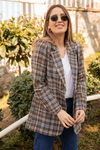 Tek Düğmeli Ekose Ceket - VİZON