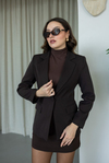Tek Düğmeli Klasik Blazer Ceket - KAHVERENGİ