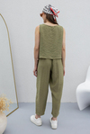 Tencel Blouse and Pants Set - OLIVE GREEN