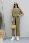 Tencel Blouse and Pants Set - OLIVE GREEN