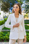 Tüvit Blazer Ceket - BEYAZ