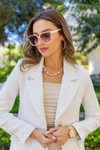 Tüvit Blazer Ceket - BEYAZ