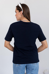 V Yaka Basic Pamuklu T-Shirt - LACİVERT