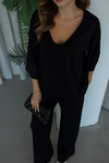 V Yaka Oversize Modal Takım - SİYAH
