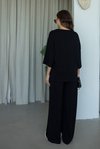 V Yaka Oversize Modal Takım - SİYAH