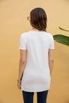 V Yaka Salaş T-shirt - BEYAZ