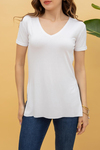 V Yaka Salaş T-shirt - BEYAZ