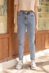 Vintage Efekt  Mom Jean-1002 - MAVİ