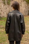 Vintage Stil Deri Ceket - SİYAH