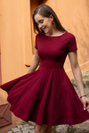 Volanlı Mini Elbise - BORDO