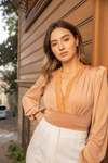 Yaka Dantel Bodysuit - CAMEL