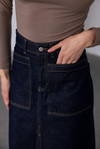 Yırtmaçlı Denim Etek - LACİVERT