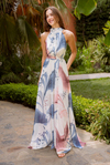 Chiffon Dress with Slit - Blue