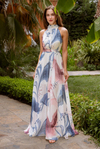 Chiffon Dress with Slit - Blue