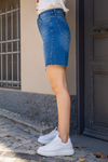 Yüksek Bel Denim Şort - MAVİ