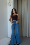 Yüksek Bel Flare Jean - MAVİ
