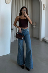Yüksek Bel Flare Jean - MAVİ