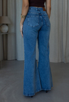 Yüksek Bel Flare Jean - MAVİ