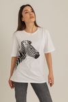 Zebra Baskılı T-Shirt - BEYAZ