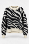 Zebra Desen Yumuşak Dokulu Kazak - EKRU-SİYAH