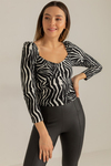Zebra Desenli Bluz - SİYAH