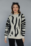Zebra Desenli Kazak - SİYAH