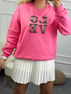 Love Baskılı Taşlı Sweatshirt PEMBE-23KUST000083