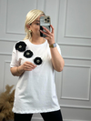Papyonlu Taşlı Tshirt BEYAZ-23YUST000067