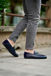 Dark Dark Blue Men Leather Shoes