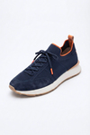 Delta Lacivert-Turuncu Triko & Hakiki Deri Sneaker