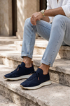 Delta Lacivert-Turuncu Triko & Hakiki Deri Sneaker