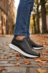 Hunter Hakiki Deri Siyah Erkek Sneaker