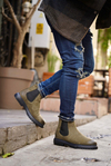 Monster Green Nubuck Men Leather Shoes